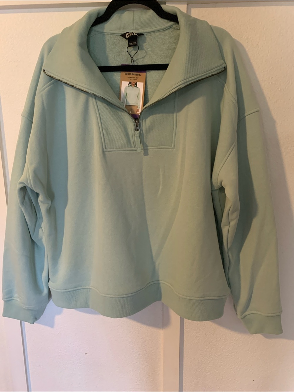 Eddie Bauer Light Turquoise Quarter-Zip Pullover